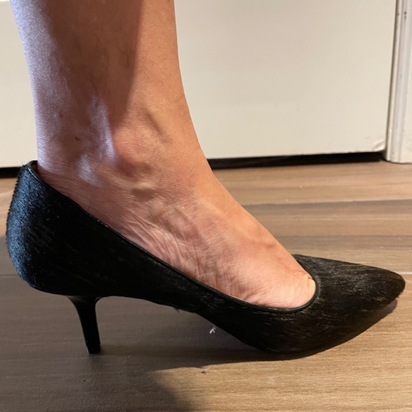 Town Shoes Chocolate brown two tone calf hair pumps - Picture 9 of 11